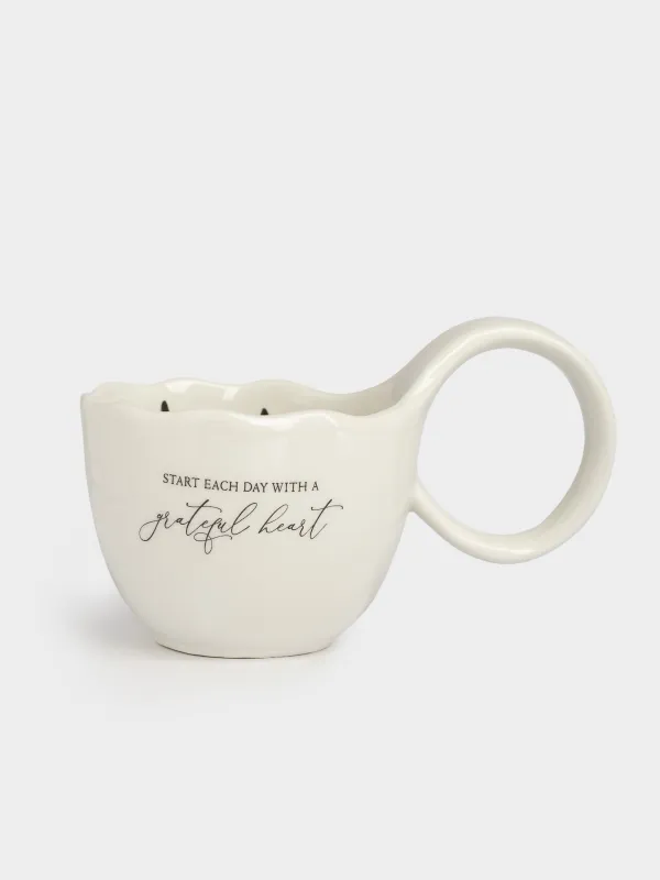 Mug, 400 ml, ceramic, milky, Horse inside, Crumple print, image-0