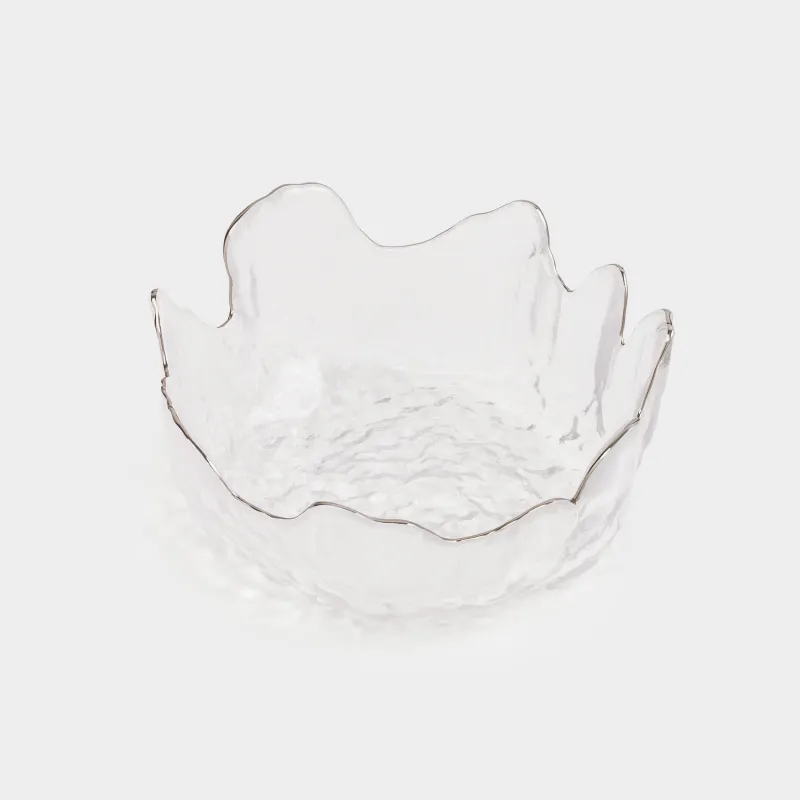 Bowl, 13x6 cm, glass, with silver edging, Nautilus silver, image-2