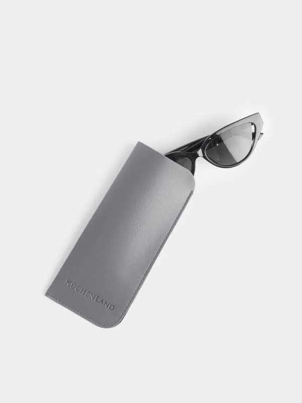 Eyeglass case, 18x8 cm, polyurethane, light grey, Memo, image-2
