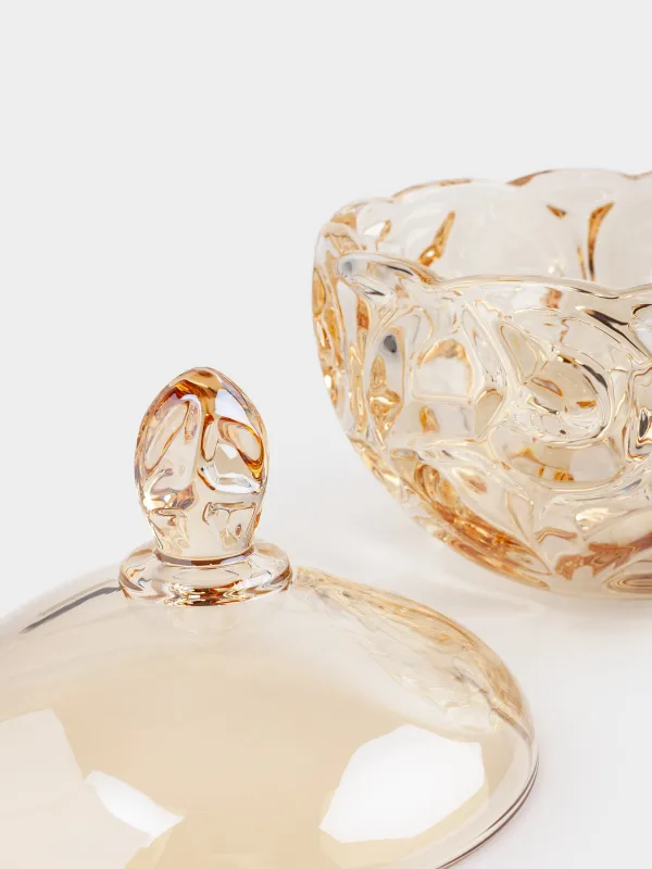 Storage container, 19x17 cm, 1 l, glass R, amber, Patterns, Gala, image-5