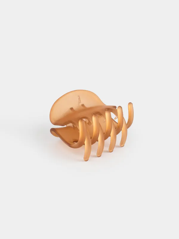 Hair clip, 6 cm, plastic / metal, brown, Crab, Hair basic, image-2
