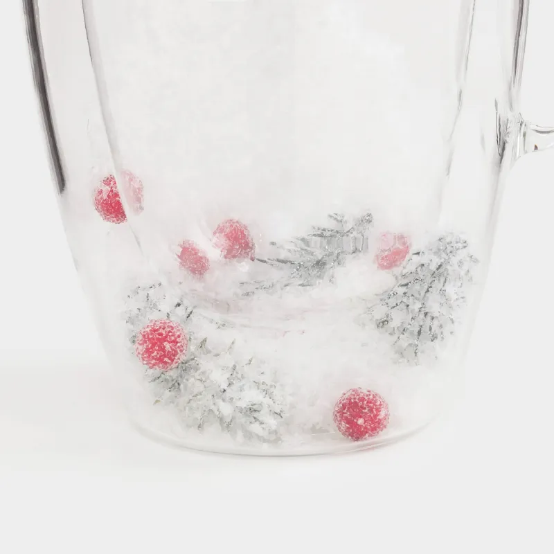 Mug, 440 ml, B glass, with fir branches and berries inside, Air decor, image-4