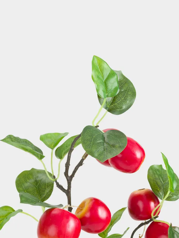Decorative branch, 80 cm, foam/polyester, Red apples, Fruit decor, image-3