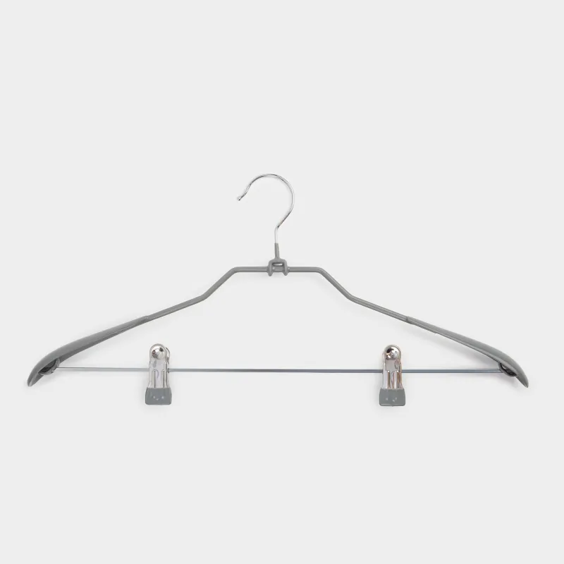 Hanger, 44 cm, with clips for trousers/skirts, metal coated, Gray, Colorful house