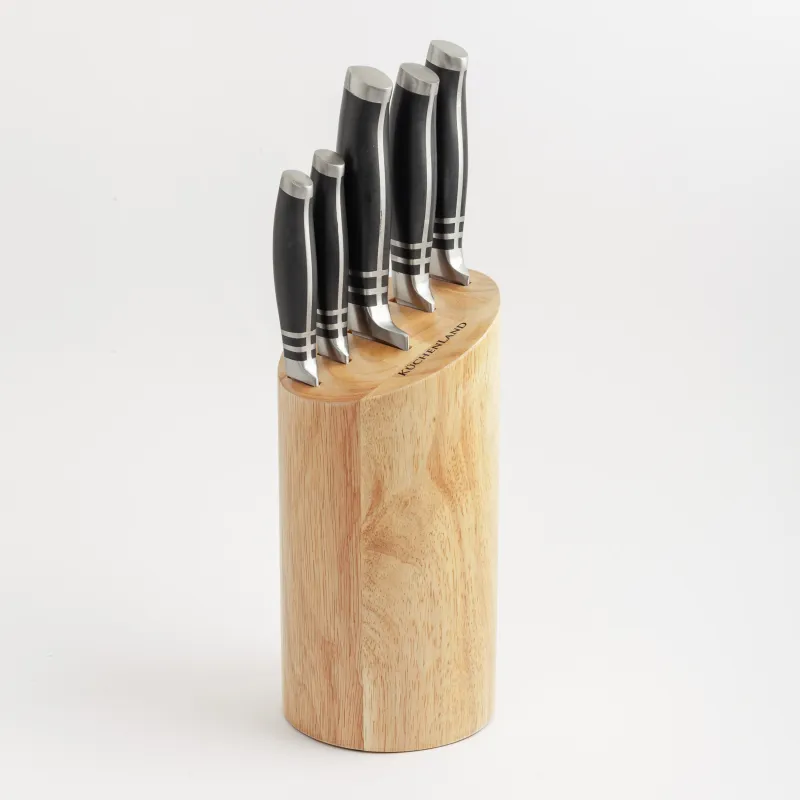 Knife set, 5 pr, in stand, steel / plastic / wood, Acapella