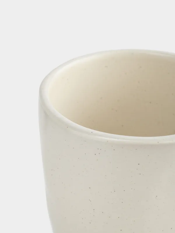 Glass, 10 cm, 300 ml, ceramic, milky, Crumpled effect, Crumple creme, image-2