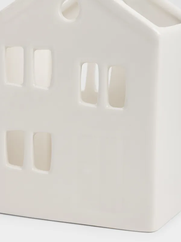 Kitchen accessories stand, 15 cm, ceramic, white, House, House shape, image-2