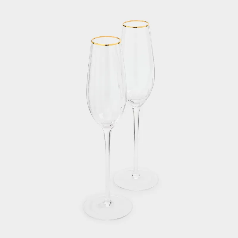 Drinking glass, 210 ml, 2 pcs, glass R, with golden edging, Filo R gold, image-3