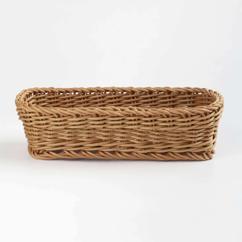 Cutlery basket, 25x10 cm, rattan, rectangular, brown, Twig