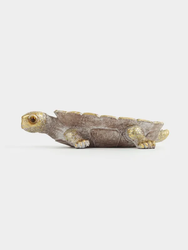 Decorative dish, 23x17x6 cm, polyresin, golden-silver, Turtle, Grand turtle, image-5