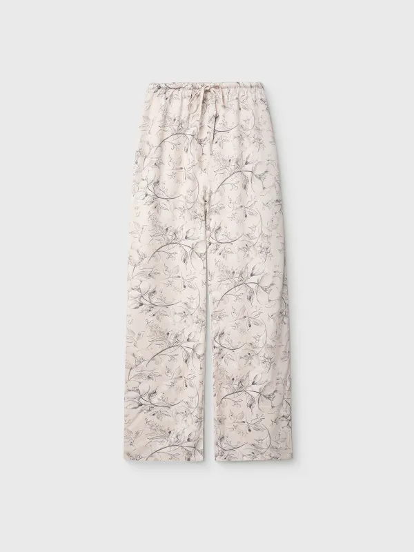 Women's trousers, homewear, size S, viscose, milky, Flowers, Janice, image-4