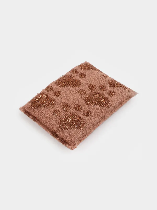 Sponge for washing dishes, 12x9 cm, double-stranded, polyester / foam rubber, bronze, Feet, Clean, image-1