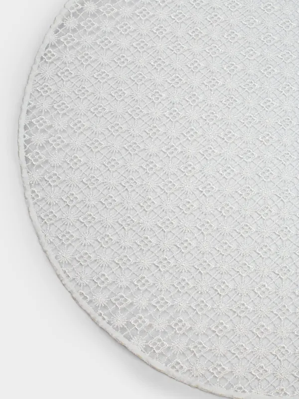 Placemat, 38 cm, polyester, round, white, Openwork pattern, Tracery, image-1