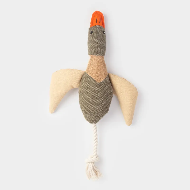 Dog toy, 40 cm, with squeaker, polyester, beige, Duck, Frisky pet