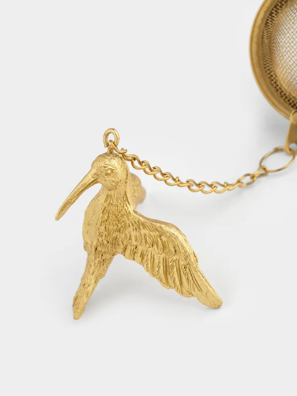 Tea strainer, 5 cm, polyresin / metal, golden, Hummingbird, Paradise garden, image-4