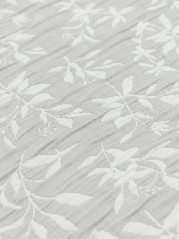 Bedspread, 220x240 cm, quilted, jacquard, grey, Leaves, Stitch jacquard, image-2