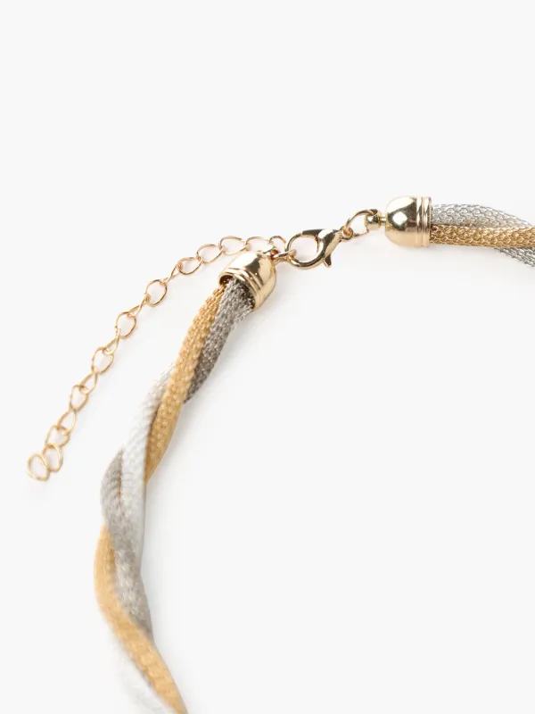 Chain, 46 cm, triple, metal, gold-silver, Harness, Flagel, image-2