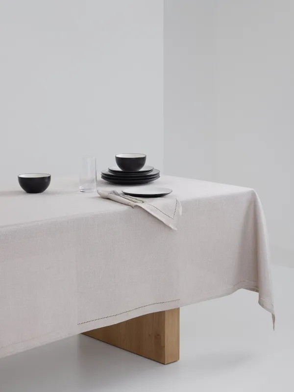 Tablecloth, 170x250 cm, polyester, beige, Hemstitch, image-5