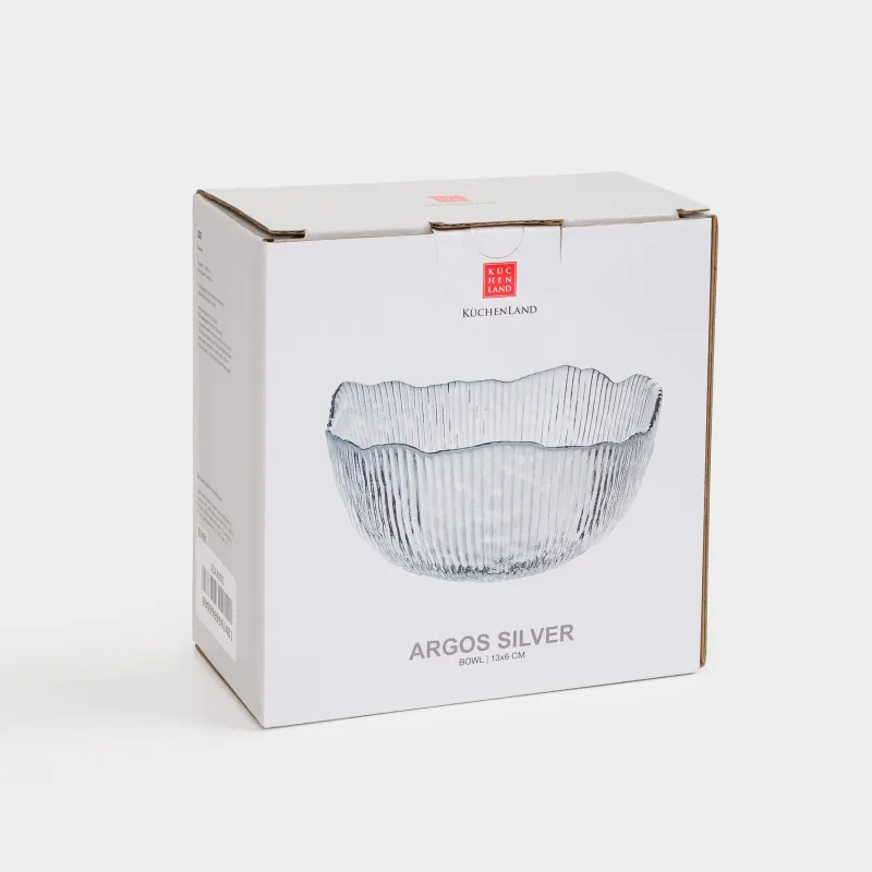Bowl, 13x6 cm, glass R, with silver edging, Argos silver, image-4
