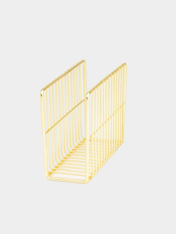 Napkin holder, 13 cm, metal, golden, Twist gold, image-2