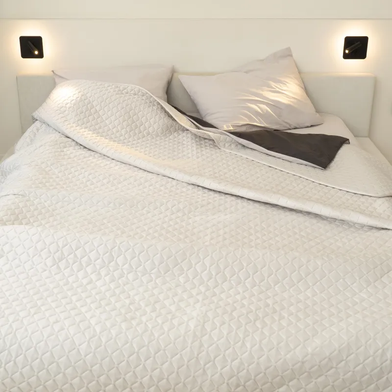 Bedspread, 220x240 cm, quilted, corduroy/microfiber, beige-gray, Stitch velvet