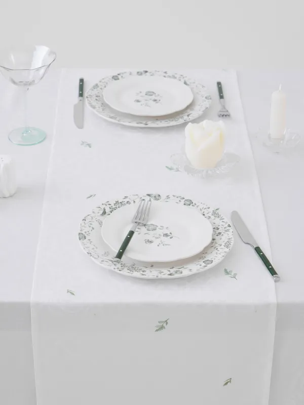 Table runner, 40x160 cm, jacquard, polyester, milky, Wildflowers, Petals serenity, image-3