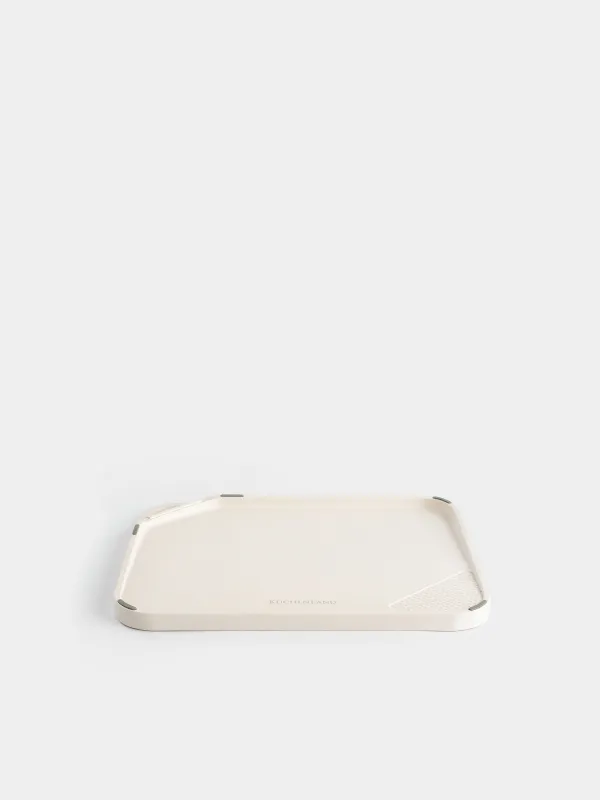 Cutting board, 23x28 cm, with sharpener / garlic grater, plastic, beige, Soft kitchen, image-1