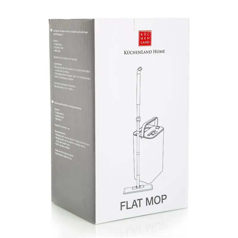 Mop with bucket, with spin and cleaning, rectangular, white-purple, Mop, image-10