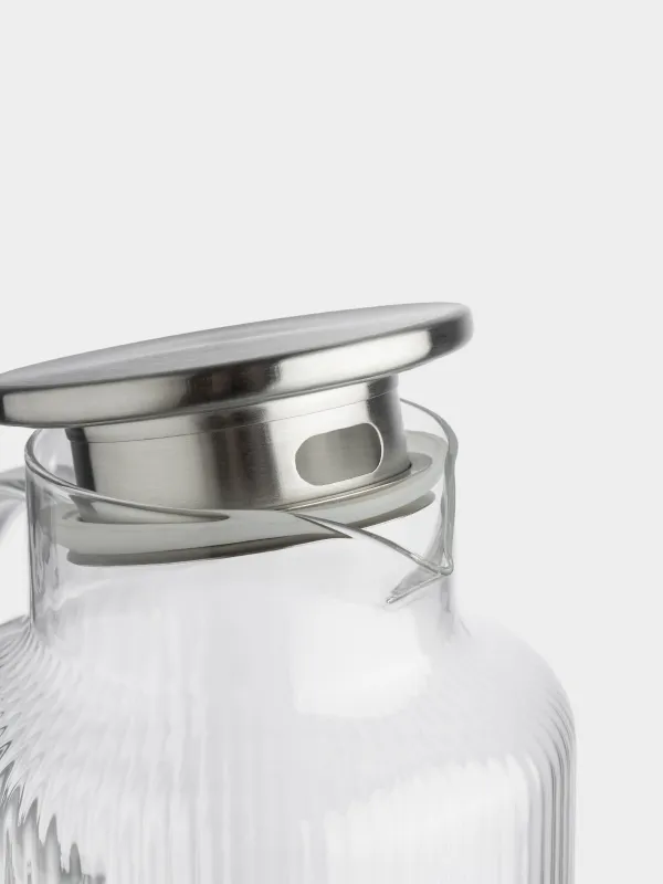 Jug, 1,7 l, with filter cap, used glass / steel, Ribby, image-4