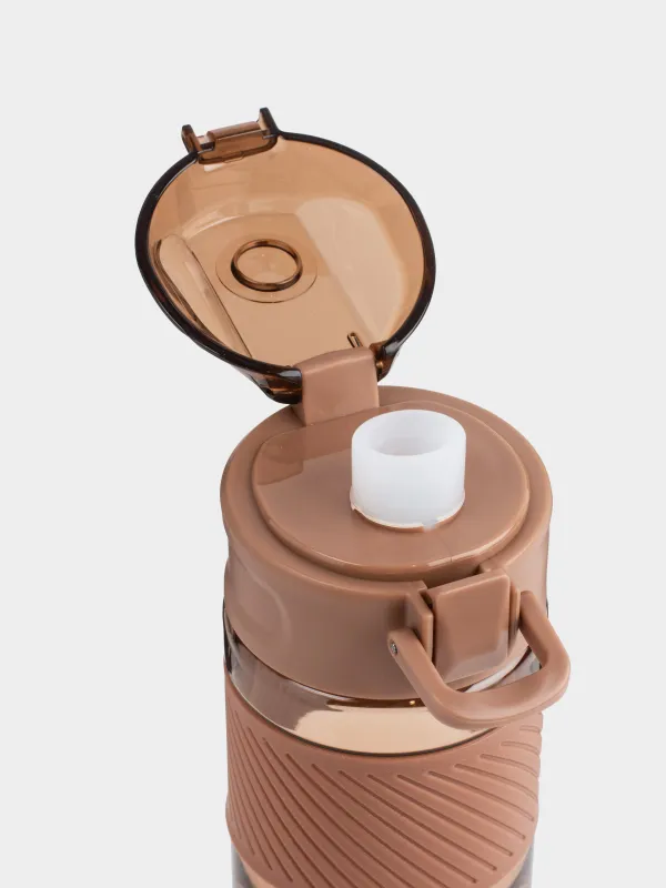 Water bottle, 600 ml, plastic / silicone, brown, Sport, image-4