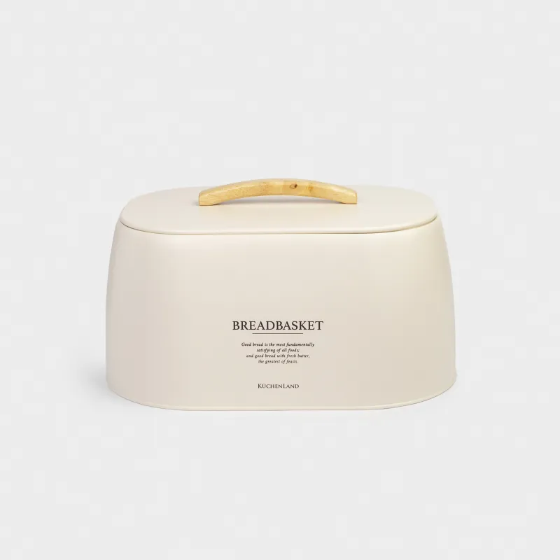Bread box, 33x23x18 cm, metal / wood, oval, milk, Course