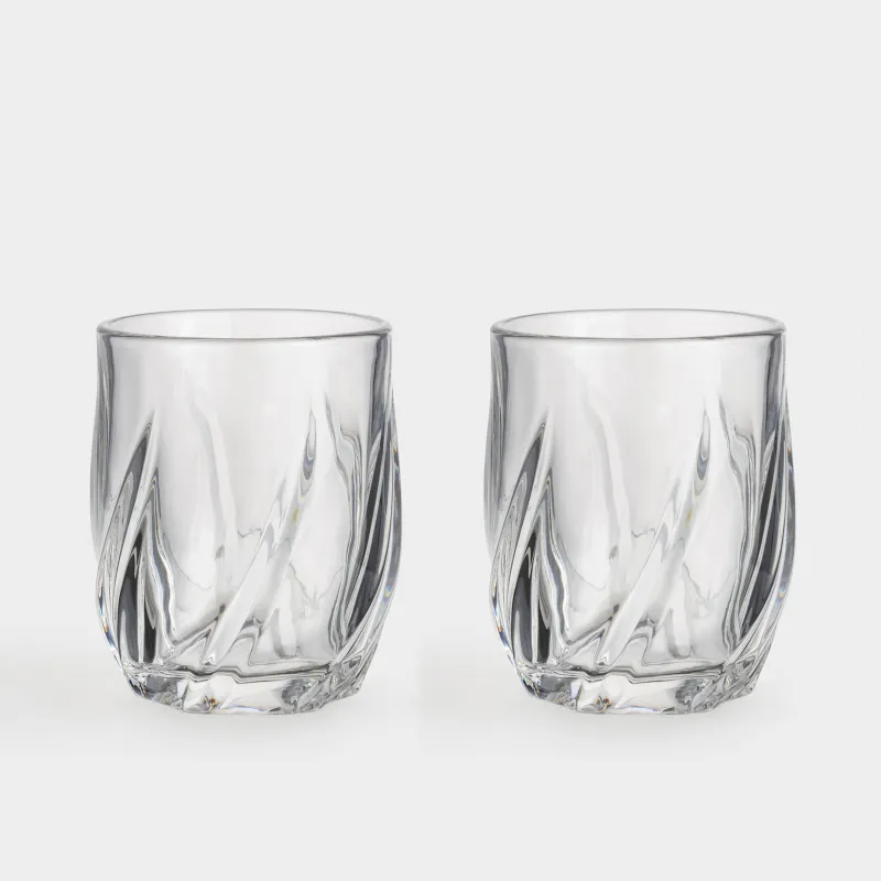 Drinking glass, 10 cm, 300 ml, 2 pcs, glass R, Crumpled