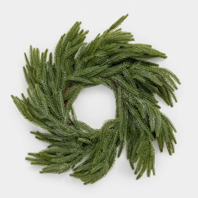 Decorative wreath, 18/55 cm, plastic / paper, Needles with silver spangles, Conifer decor