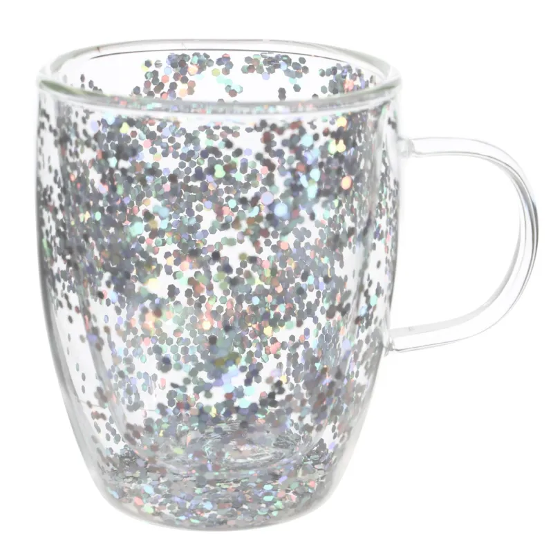 Mug, 290 ml, 2 pcs, glass B, with silver glitter, Air sparkly, image-3