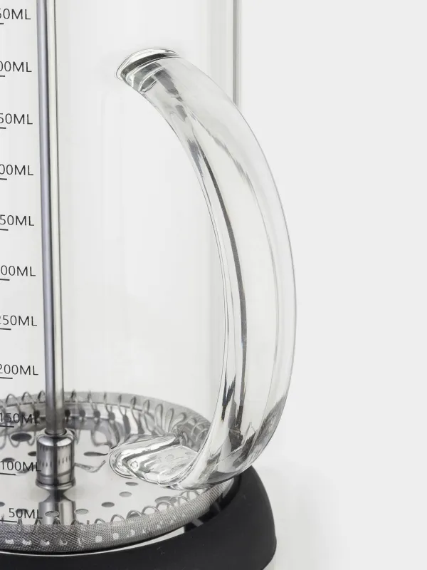 French press, 600 ml, with measuring scale, glass B / steel / plastic, silicone, Comfort, image-3