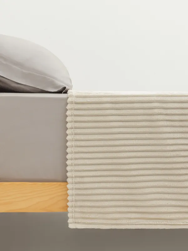 Bedspread, 220x240 cm, flannel, beige, Three-dimensional stripes, Flannel, image-2