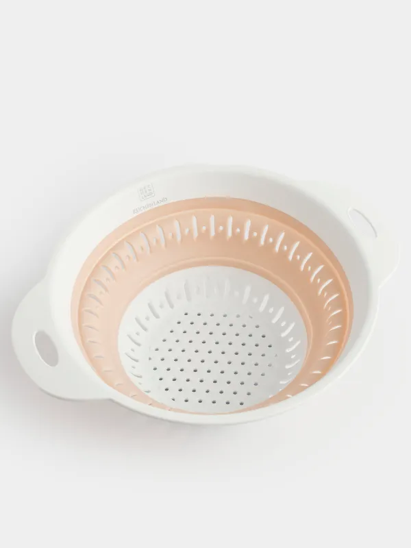 Colander, 20 cm, foldable, plastic / rubber, round, beige, Foldaway, image-4