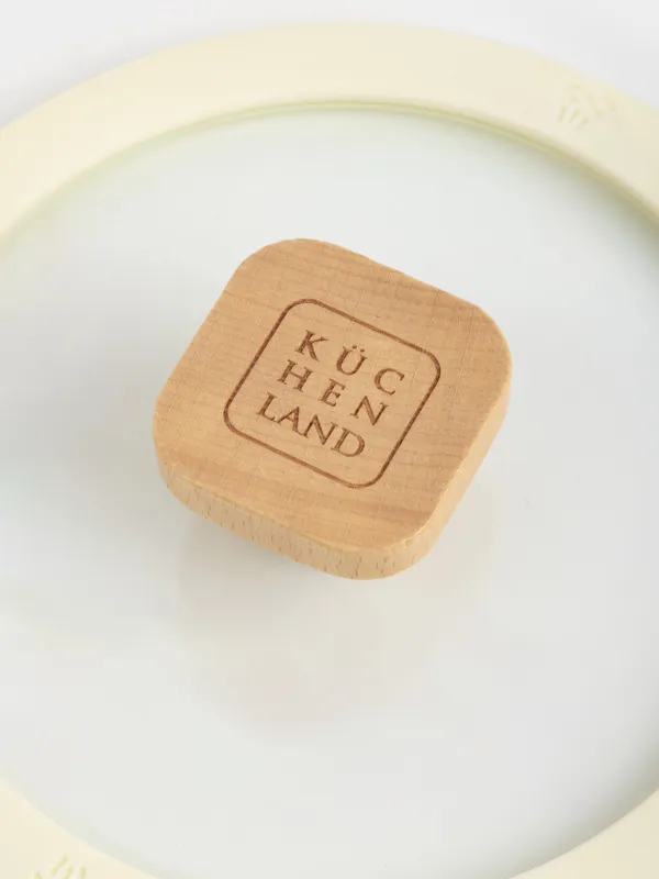 Saucepan, 16 cm, 1.6 l, with lid, enameled metal / wood, milky, Enamel wood, image-4