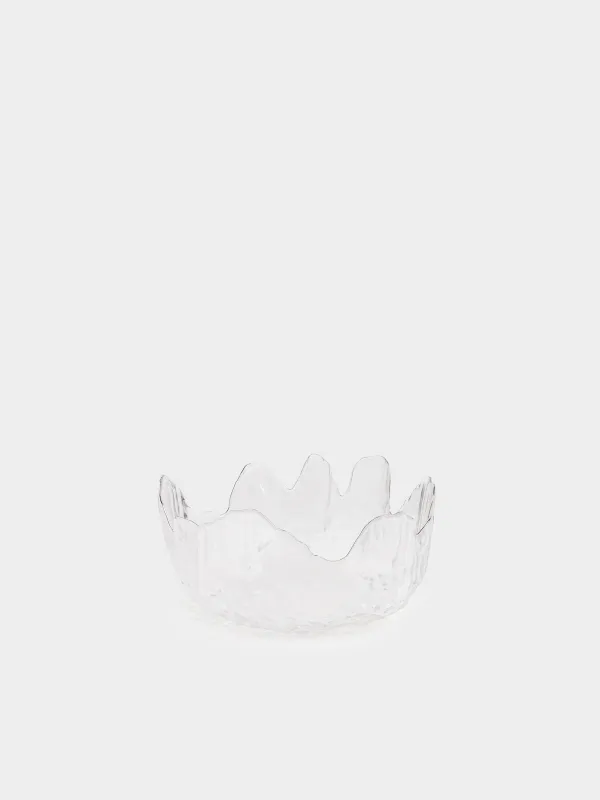 Salad bowl, 17x7 cm, 700 ml, glass, with silver edging, Nautilus silver, image-0