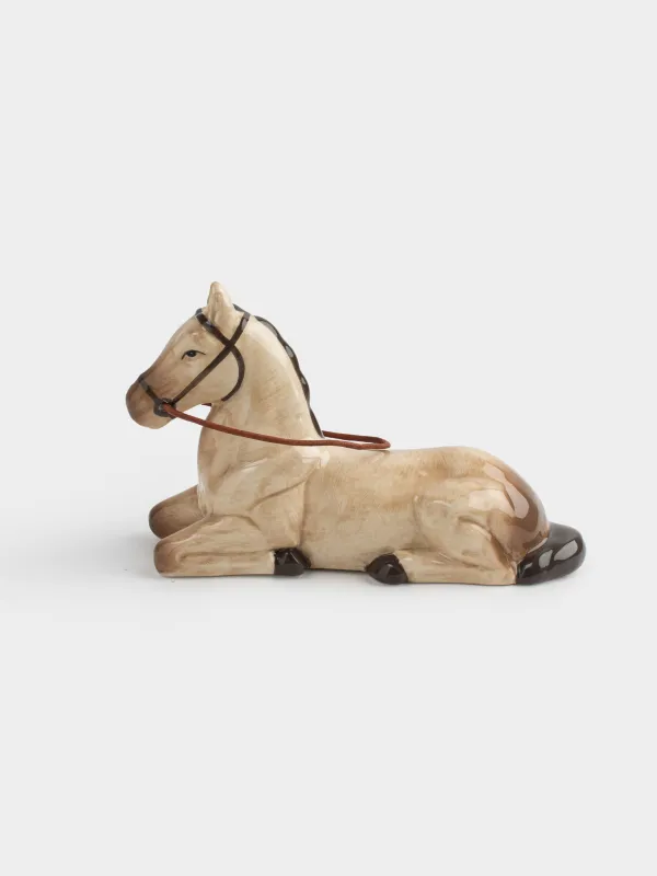 Statuette, 10 cm, ceramic / artificial leather, beige, Horse, Natural horse, image-0