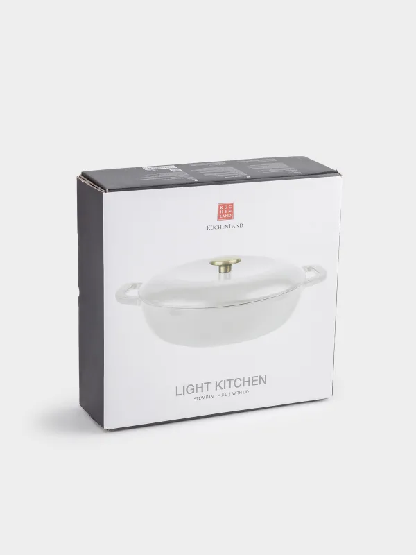 Saucepan, 30 cm, 3.5 l, with lid, cast iron, milky, Light kitchen, image-6