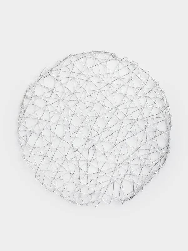 Placemat, 38 cm, PET, round, silver, Cobweb, Azhur Grid, image-0