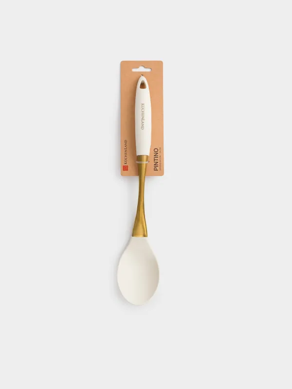 Serving spoon, 34 cm, silicone / steel, milky gold, Pintino, image-4