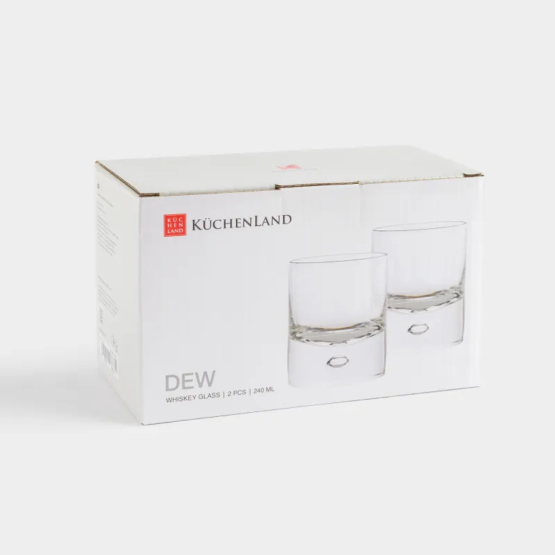 Drinking glass, 9 cm, 240 ml, 2 pcs, glass, Bubble, Dew, image-4