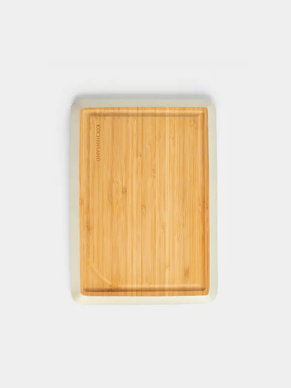Cutting board, 28x20 cm, bamboo, rectangular, gray edging, Bamboo, image-0