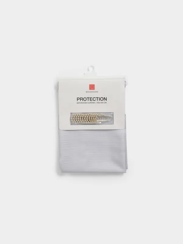 Bathroom curtain, 180x180 cm, with rings, polyester / metal, beige, Edging, Protection, image-0