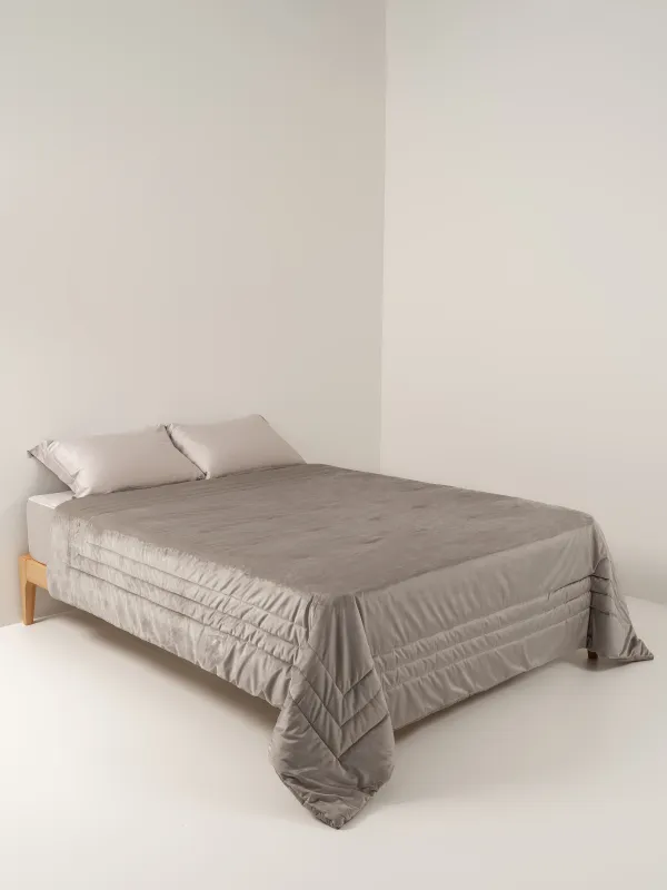 Bedspread, 240x260 cm, quilted, velvet/microfiber, brown, Frame, Stitch velvet, image-6