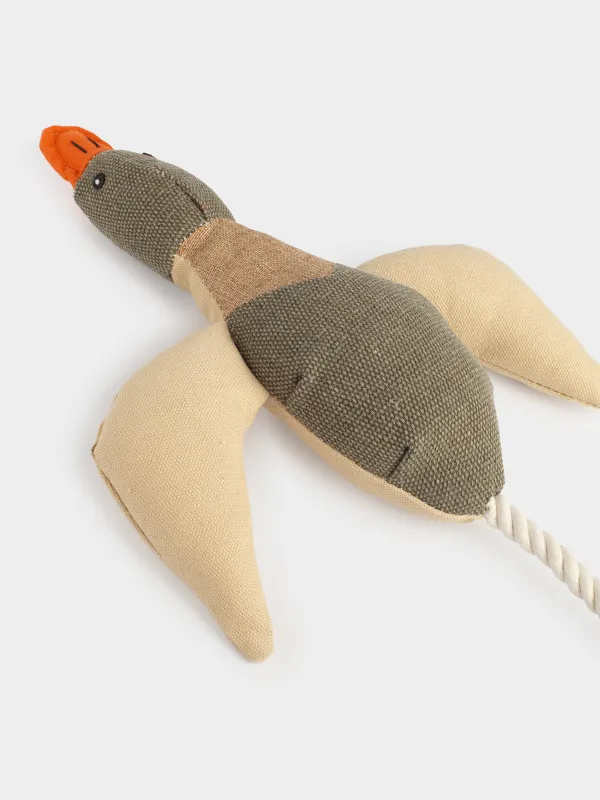 Dog toy, 40 cm, with squeaker, polyester, beige, Duck, Frisky pet, image-3