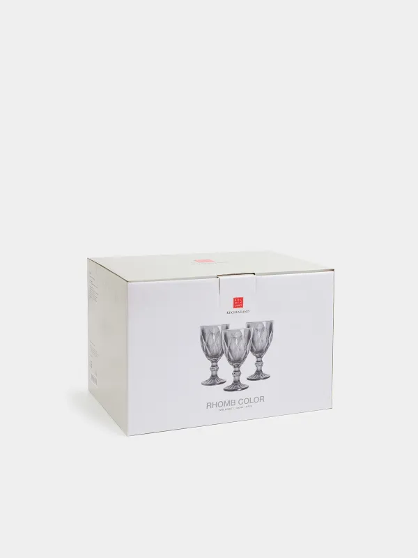 Wine glass, 300 ml, 6 pcs, glass R, grey, Rhomb color, image-5