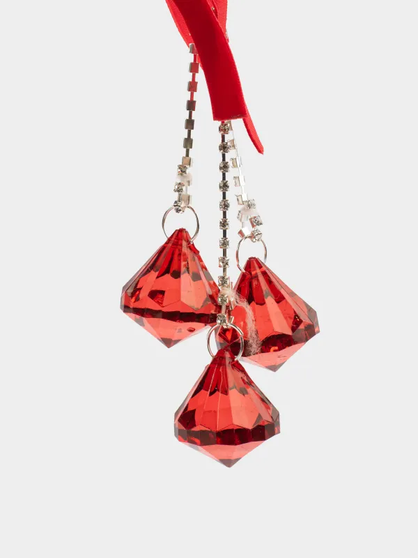 Christmas tree toy, 3 cm, acrylic, red, Crystals, Ice crystal, image-1